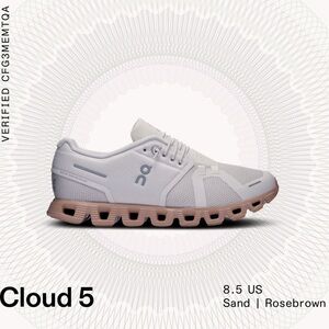 On Cloud Sneakers, Cloud 5, Size 8.5 NWOT (sand/rosebrown)